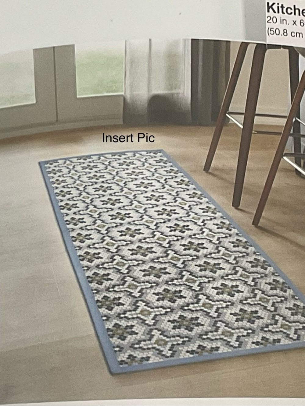 Sonoma Blue Border Geometric Kitchen Runner